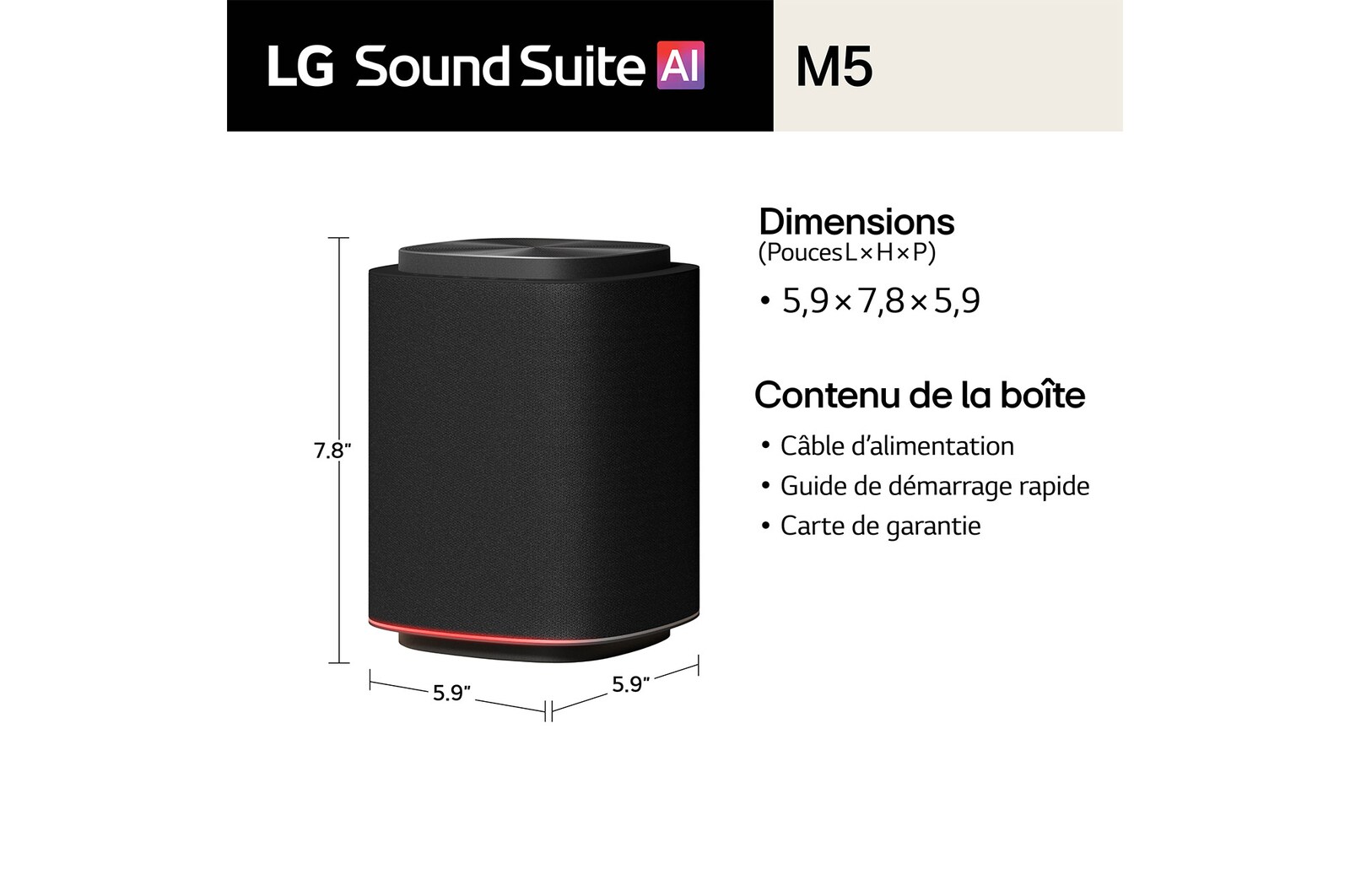 LG Haut-parleur M5 Sound Suite : Haut-parleur sans fil à 1.1.1 canal avec expériences de son spatial et Dolby Atmos FlexConnect, M5