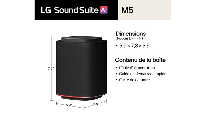 LG Haut-parleur M5 Sound Suite : Haut-parleur sans fil à 1.1.1 canal avec expériences de son spatial et Dolby Atmos FlexConnect, M5