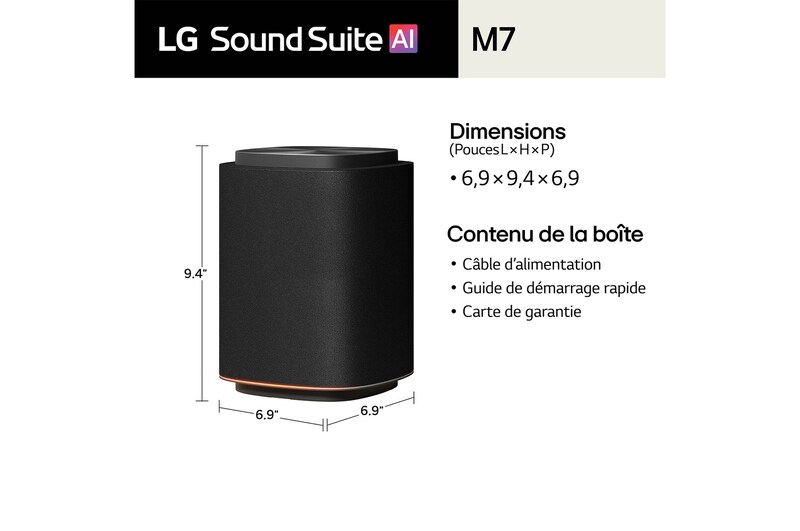 LG Haut-parleur M7 Sound Suite : Haut-parleur sans fil à 2.1.1 canal avec extension du son spatial et Dolby Atmos FlexConnect, M7