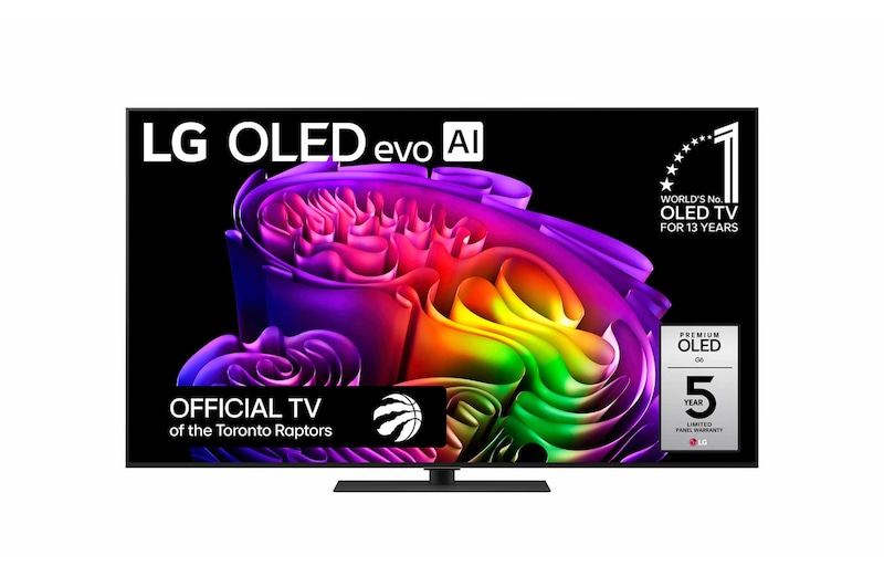 Front view of 65 Inch LG OLED evo AI G6 4K Smart TV 2026 OLED65G6SUB