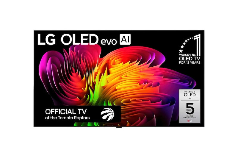 Front view of 77 inch Wallpaper TV LG OLED evo AI W6 4K Smart TV 2026 OLED77W6PUA