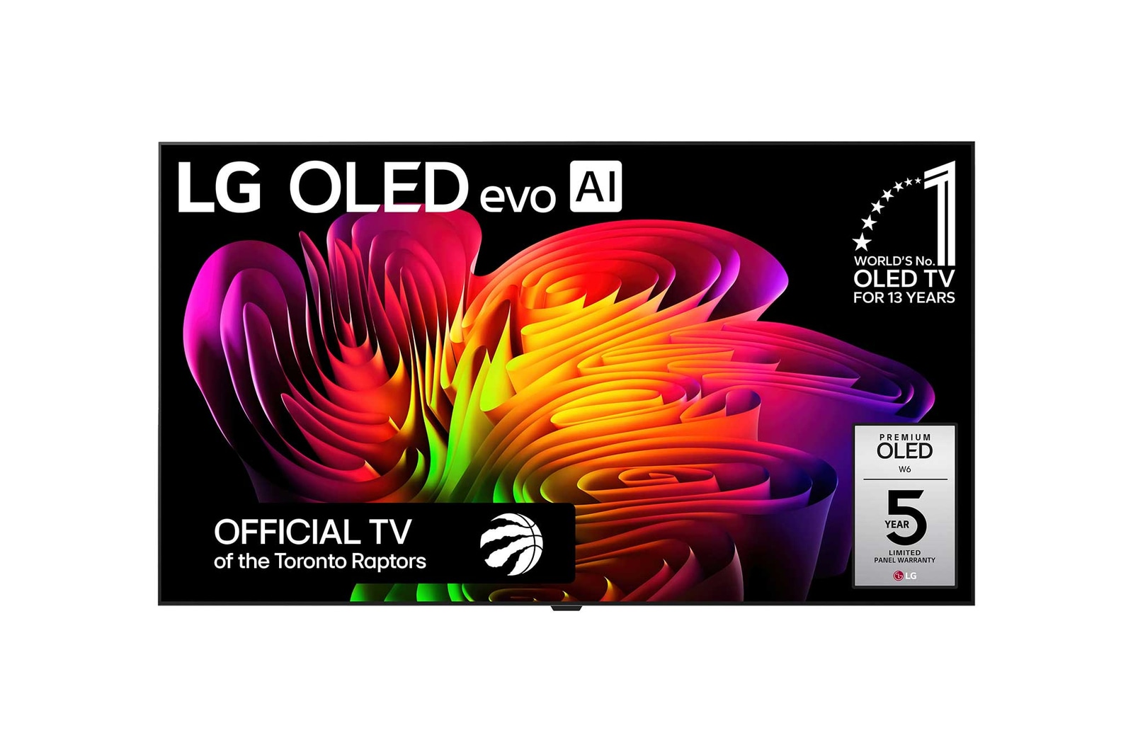 Front view of 83 inch Wallpaper TV LG OLED evo AI W6 4K Smart TV 2026 OLED83W6PUA
