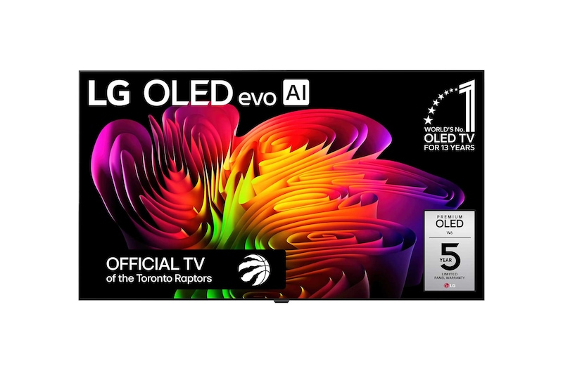 Front view of 83 inch Wallpaper TV LG OLED evo AI W6 4K Smart TV 2026 OLED83W6PUA