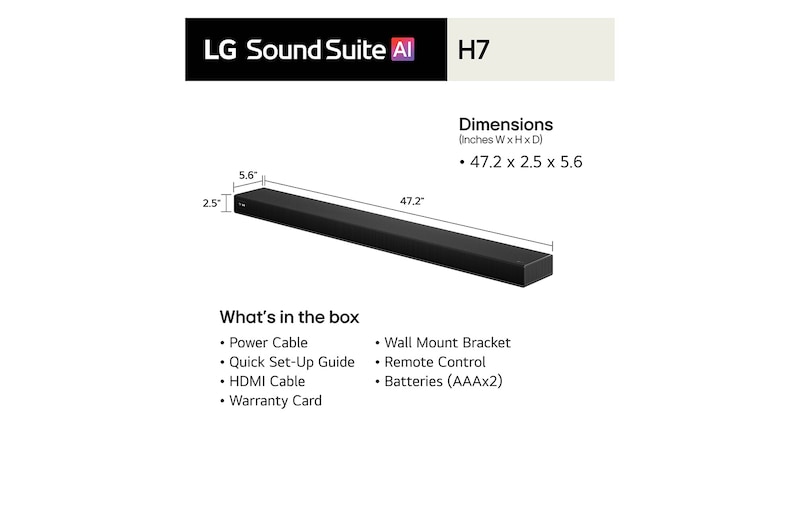 LG Sound Suite H7: All-in-one Soundbar for 9.1.6 Spatial Sound & Dolby Atmos FlexConnect, H7