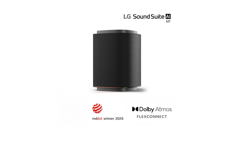 Front view of Sound Suite M7: ch 2.1.1 Wireless Speaker with Spatial Sound Expansion & Dolby Atmos FlexConnect M7