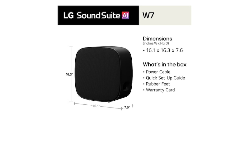 LG Sound Suite W7: Wireless Subwoofer for Immersive Deep Bass, W7