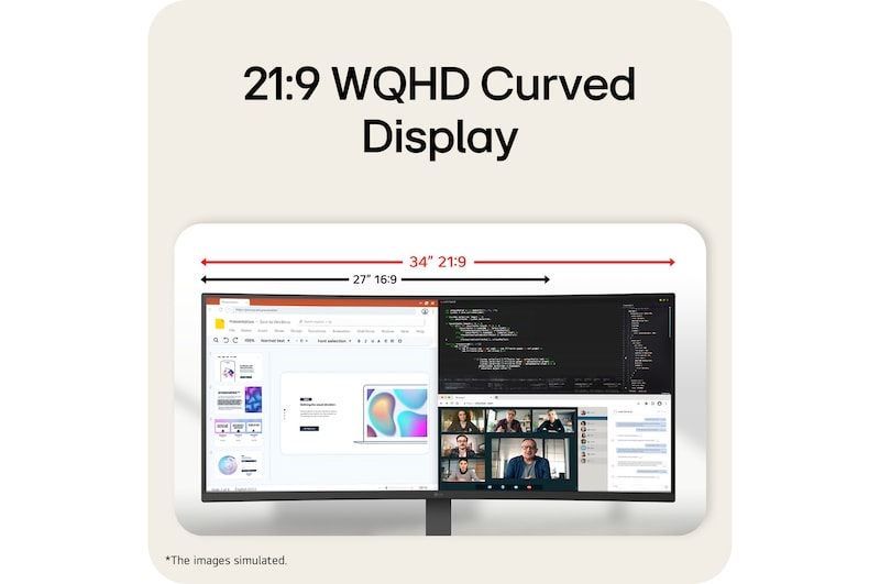 LG UltraWide™ 34 Inch 144Hz WQHD Curved (1800R) Monitor 34U640B with USB-C, HDR 10, and sRGB 99% (Typ.)