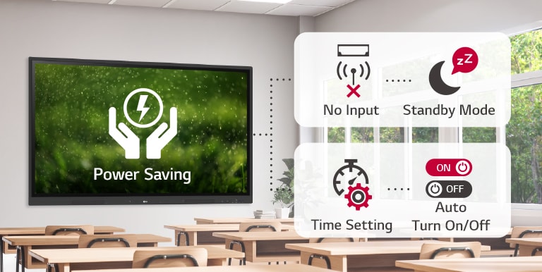 If there is no input for a certain period of time, it changes to standby mode, and it can be turned on or off automatically by setting the time, thus saving power.