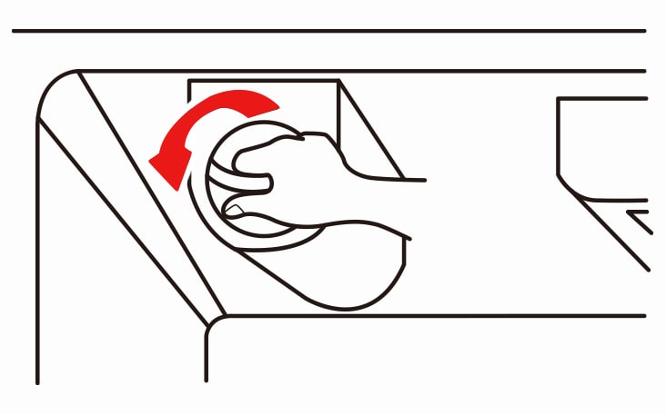 Rotate the knob of the cartridge counter clockwise