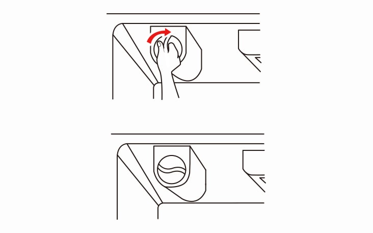 If you can't turn the filter from side to side it is not fully inserted Push it in firmly and twist it into place You will hear the snap when it clicks into place Using its handle twist the cartridge clockwise about one quarter turn You will hear the snap when it clicks into place