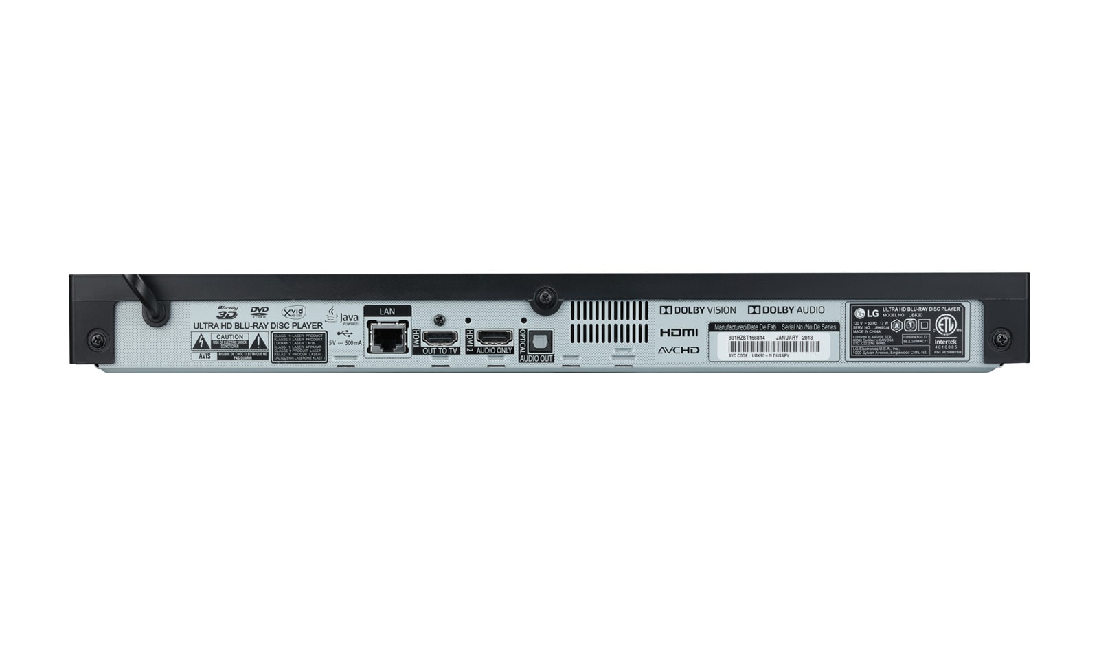 LG 4K Ultra-HD Blu-ray Disc™ Player with Streaming Services and Built-in Wi-Fi®, UBK90
