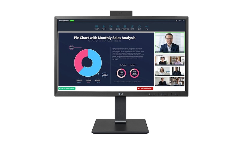 LG 23.8-inch Full HD (1920x1080) IPS Monitor with Built-in Full HD Webcam, 24BP750C-B