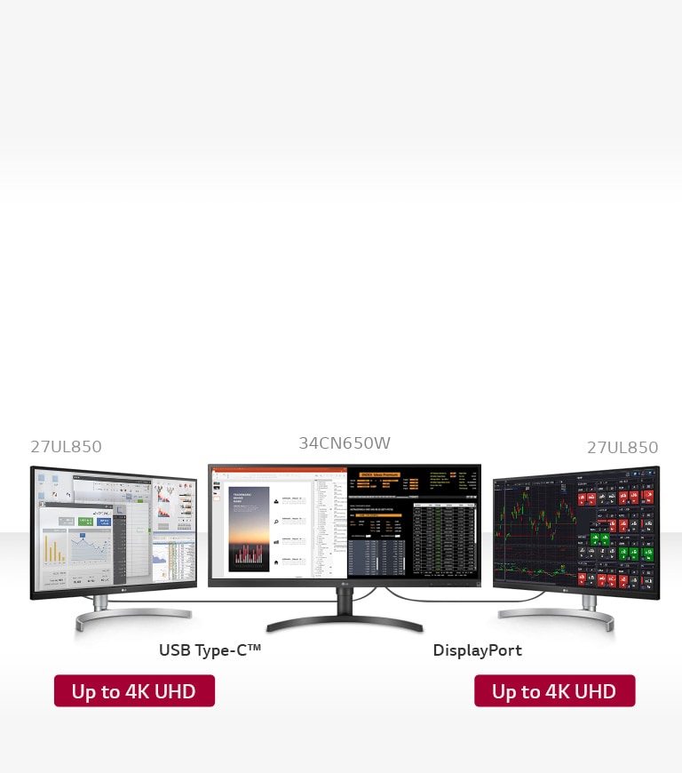 Triple-monitor setup with two 27UL850 monitors.