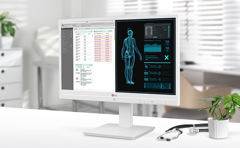 LG's 24CR670NK in compliance with IEC 60601 standards for medical electrical equipment. Also, its white color body helps make dust and dirt visible so it is easy to remove substances**.