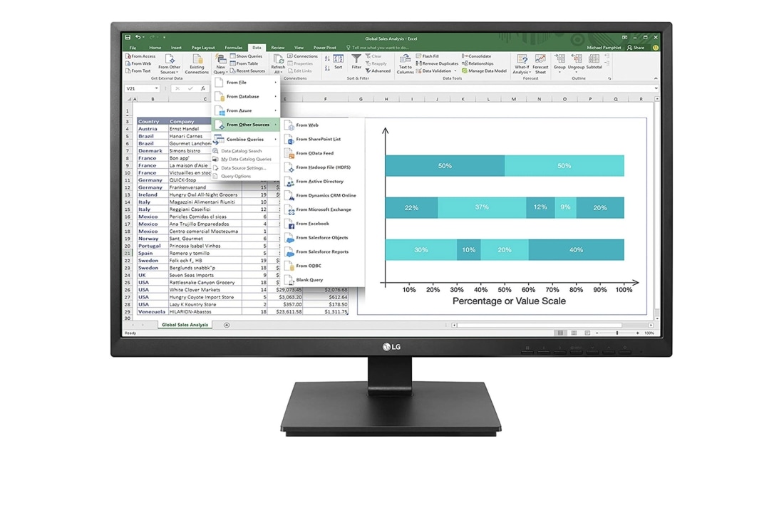 LG 24” Class (23.8” Diagonal) IPS Multi-tasking Monitor, 24BK550Y-B