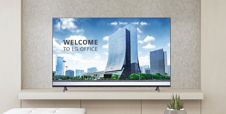 The TV is screening greeting messages with images.