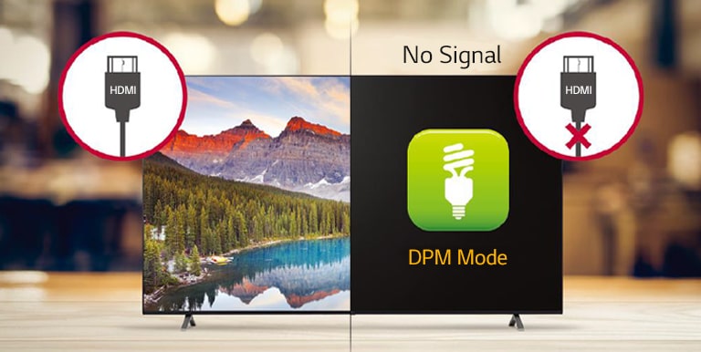 It only turns on when there is signal and turns off when there is not any signal in DPM Mode.