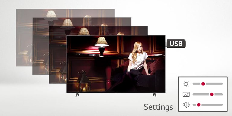 Setting data of the display can be stored on USB and transmitted to other displays.