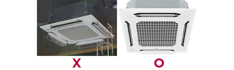 Airconditioner with and without air deflectors