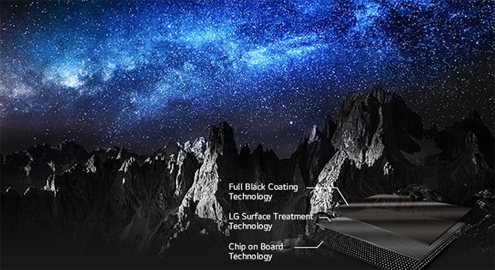 The starry night sky and dark mountain ranges are detailed and richly colored.