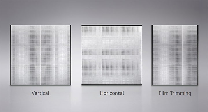 By adding film vertically or horizontally, or by trimming film, the film can be flexibly resized.