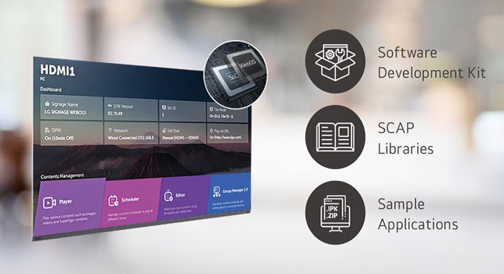 Several tasks that can be done simultaneously are arranged through the LG webOS smart platform.
