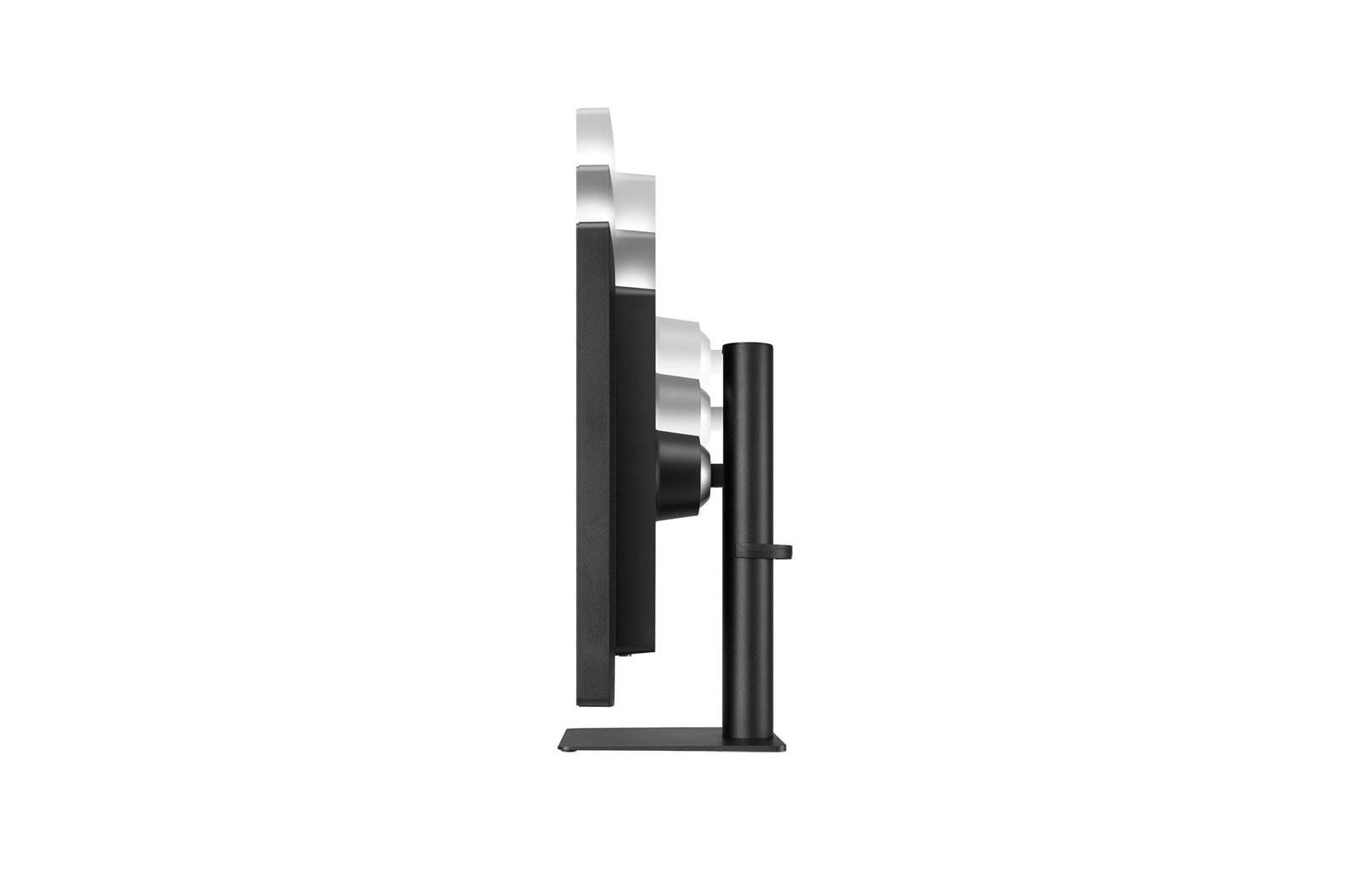 side view of the screen moving downwards for height adjustment