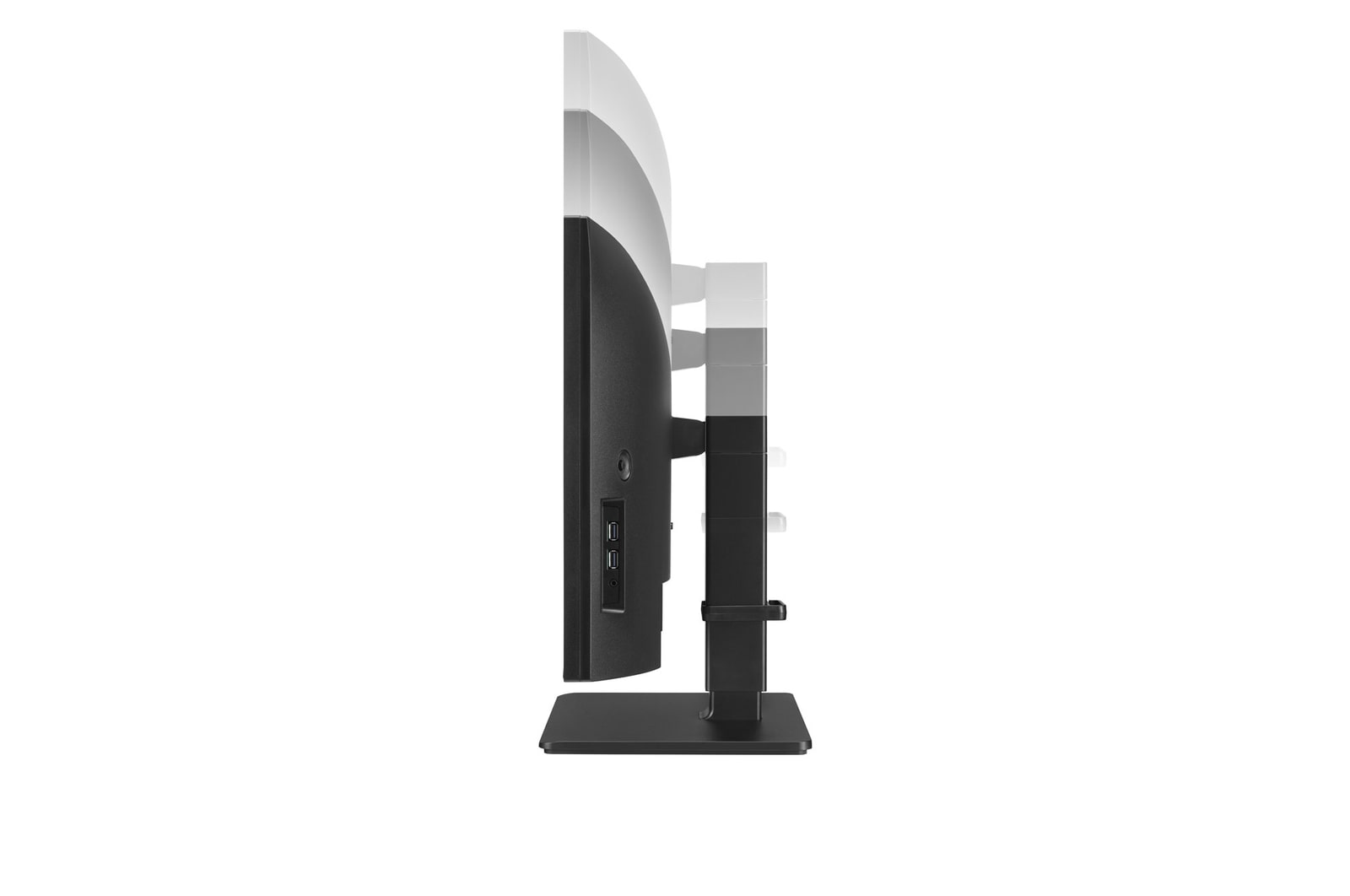 side view of the screen moving downwards for height adjustment