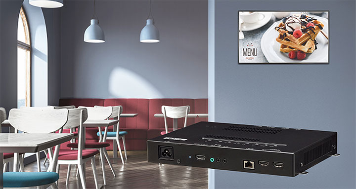 WP600 is connected to LG digital signage to perform several functions.