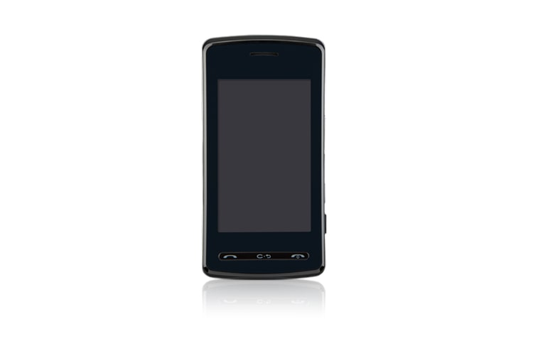 Front view of Mobile Phone with Touch Screen, 3G Connectivity, 2.0MP AutoFocus Video Camera, and Music Player LGTU915