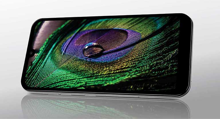 Front of the Sprint LG Aristo® 5 device laying horizontally