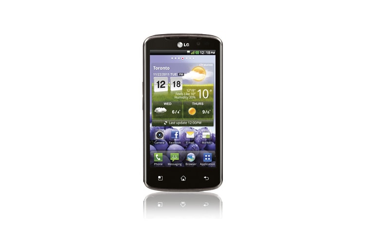 Front view of Optimus LTE | The ultimate super smartphone with 4.5 inch true HD IPS display (Carrier: Telus) P935