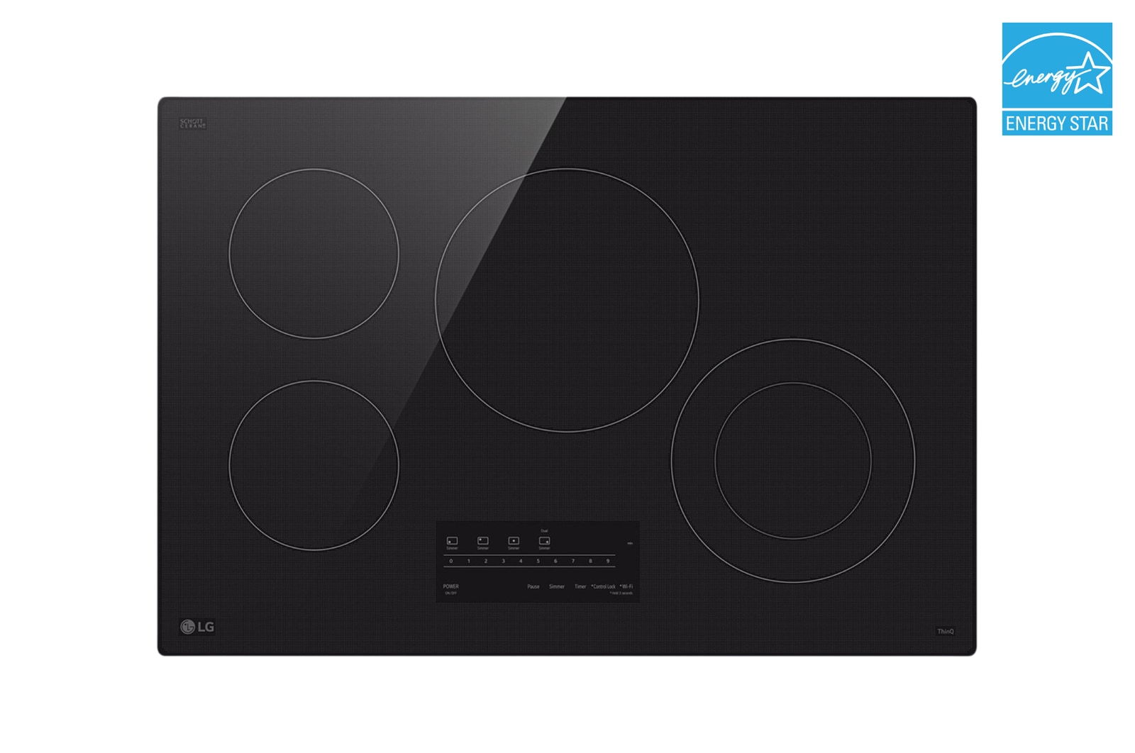 Front view of 30" Smart Electric Cooktop with 4 burners CBEW3013BE