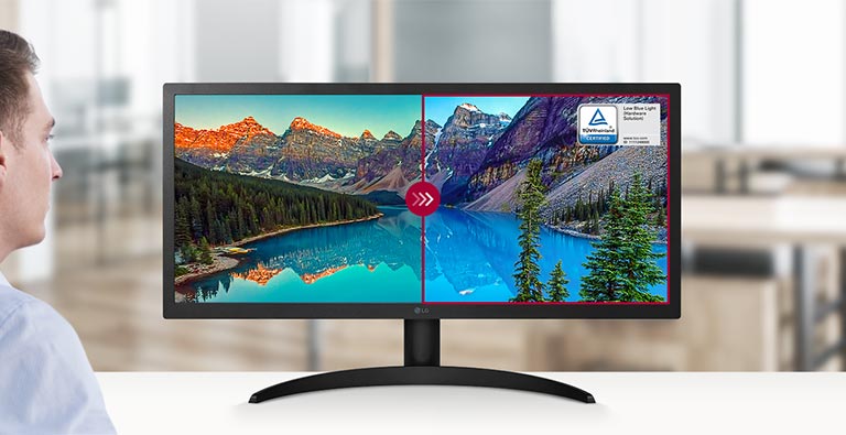 Built-in, TÜV Rheinland-certified Hardware Low Blue Light solution maintains colour accuracy on the screen and minimizes blue light emission to optimize eye comfort.