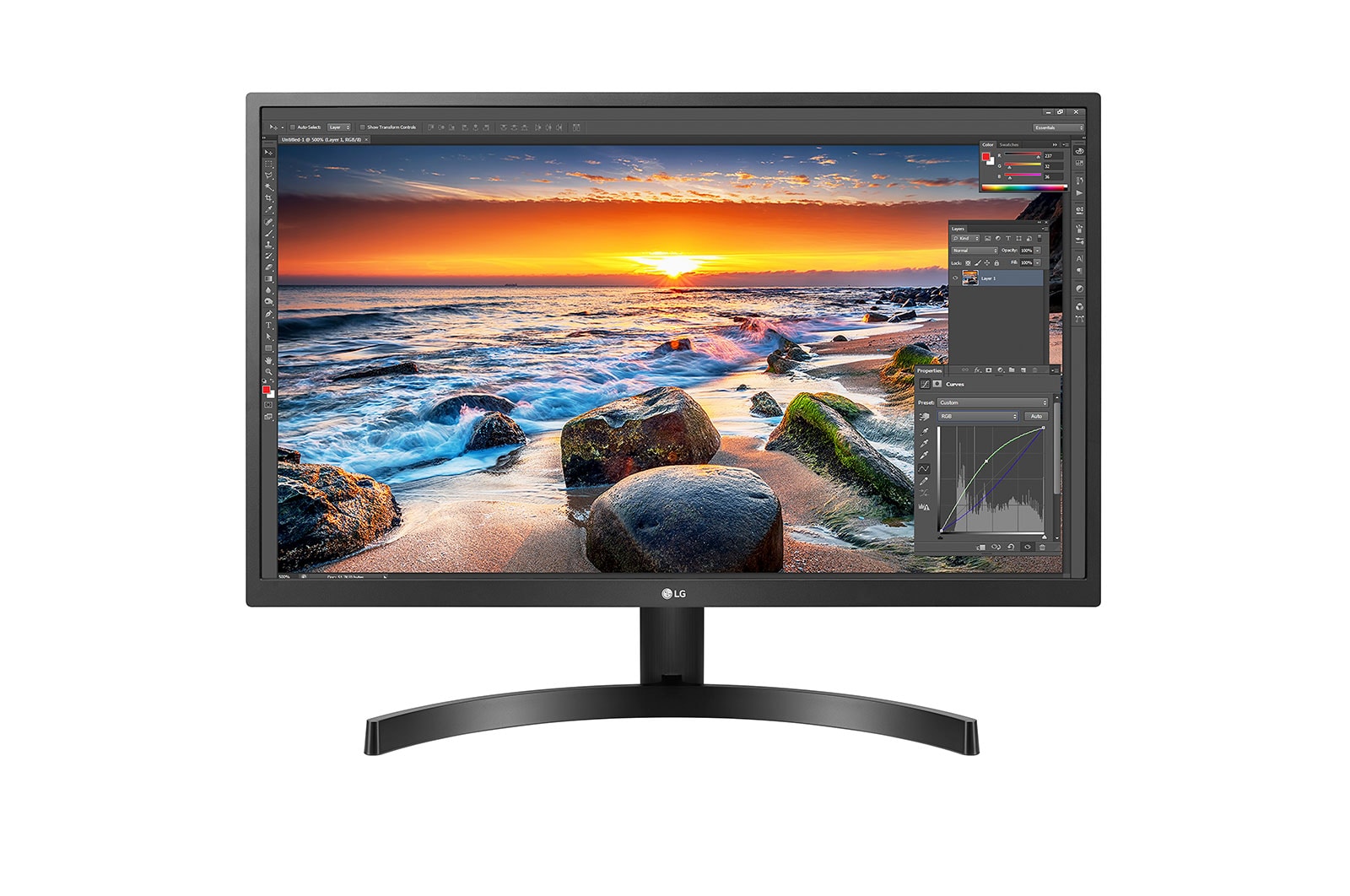 Front view of 27” UHD IPS HDR10 Monitor with AMD FreeSync™ 27UK500-B