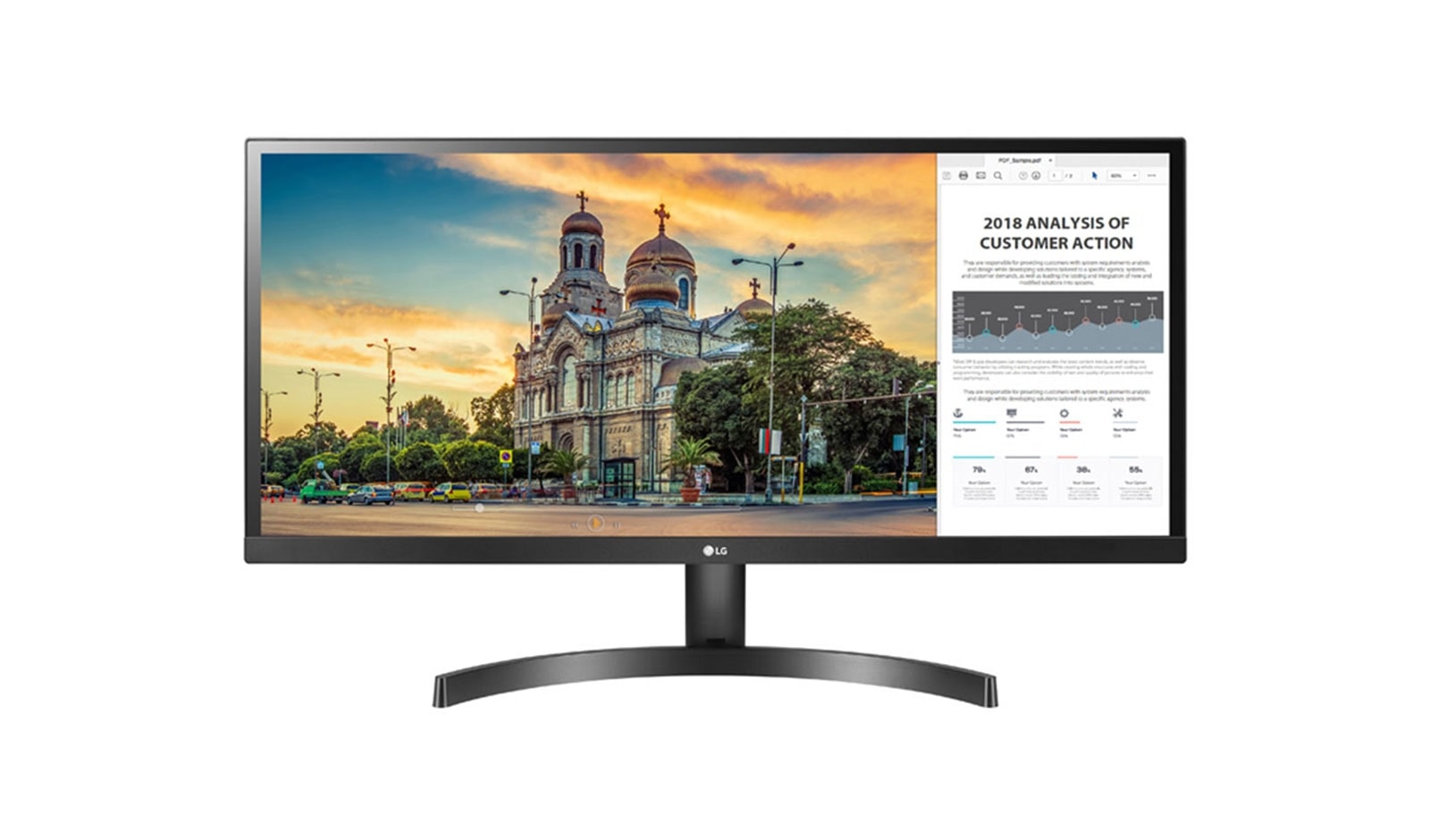 Front view of 29&#34; Class 21:9 UltraWide® Full HD IPS LED Monitor with AMD FreeSync (29&#34; Diagonal) 29WK500-P