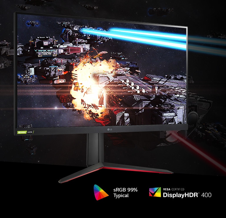 The Gaming Scene in Rich Colours and Contrast on The Monitor Supporting HDR400 with sRGB 99% (Typ.)