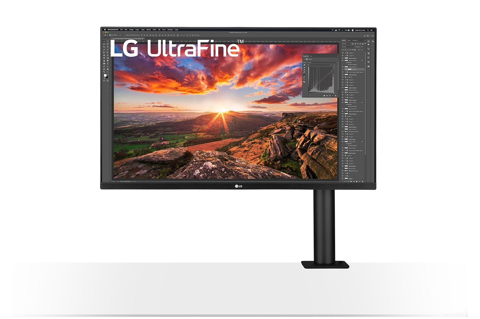 32UN880-B-Front View Monitor Arm On The Right