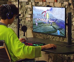 Scene of memedia gamer with ergo.