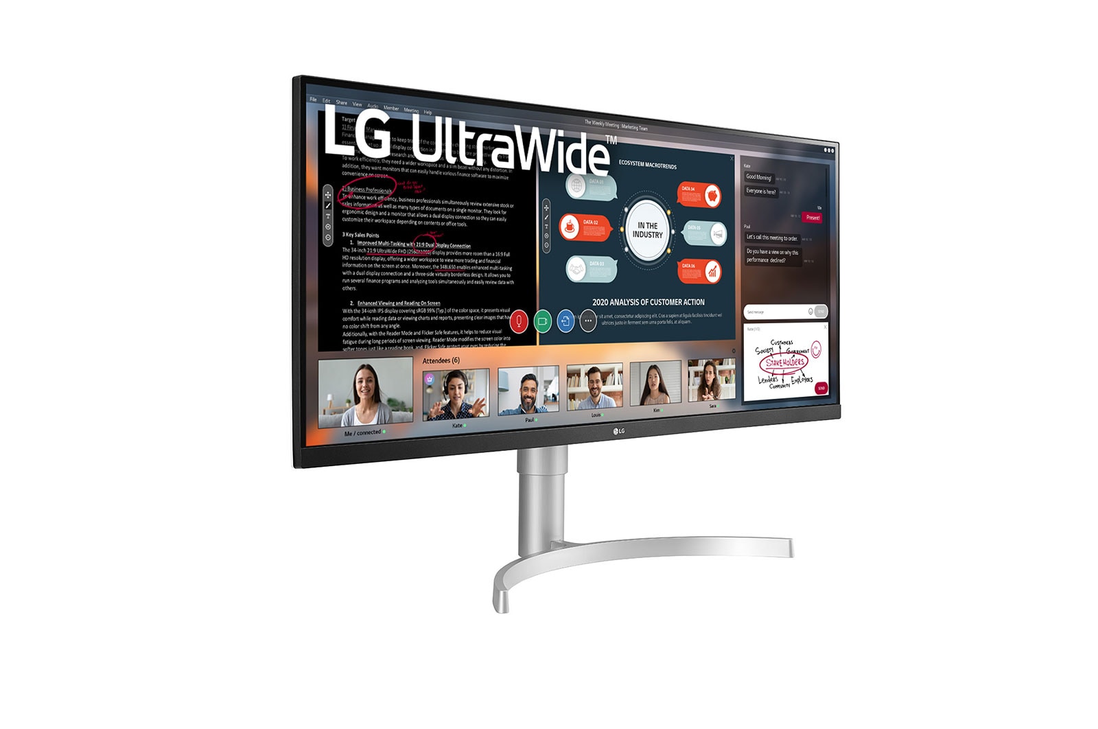 LG 34" UltraWide™ Full HD (2560x1080) HDR IPS Monitor, 34WN650-W