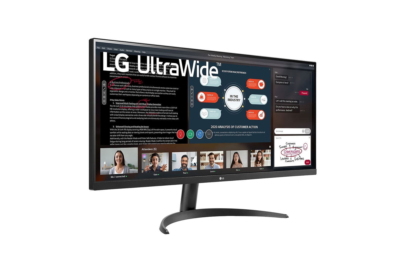 LG 34" 21:9 UltraWide™ Full HD IPS Monitor with AMD FreeSync™, 34WP500-B
