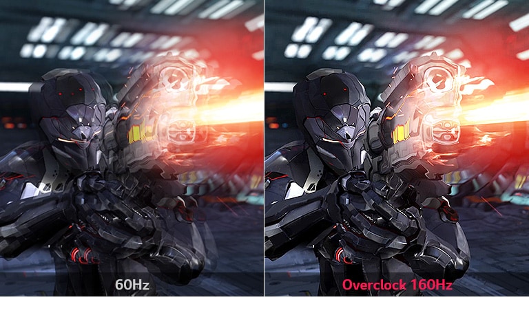 comparison of the Fluid Gaming Motion with 60Hz and Overclock 160Hz