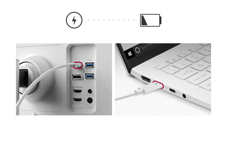 you can power up a monitor, while charging the connected laptop (Up to 90W) simultaneously.