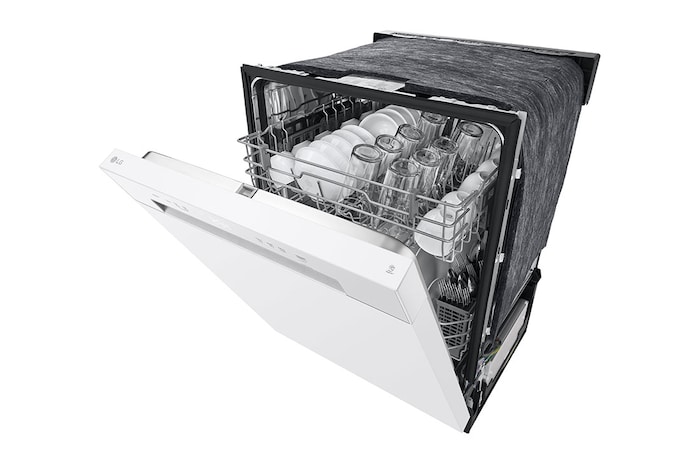 LG 24" Stainless Tub & Dynamic Dry™ 52 dB, Front Control, White, LG Dishwasher, LDFC2423W