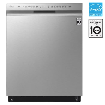 Front view of 24" QuadWash® & Dynamic Dry™ 48 dB, Front Control, Stainless, LG Dishwasher LDFN4542S
