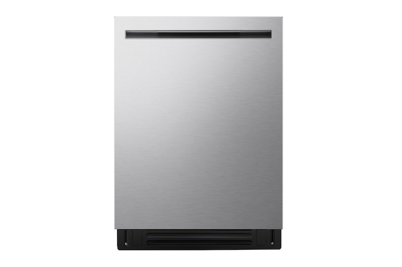 Front view of LG FlushFit™ Dishwasher | 46 dB, QuadWash® Pro, AutoVent™ Dry,  Adj. 3rd Rack, Floor Status Indicator  Top Control,  Stainless LDNPQ555S
