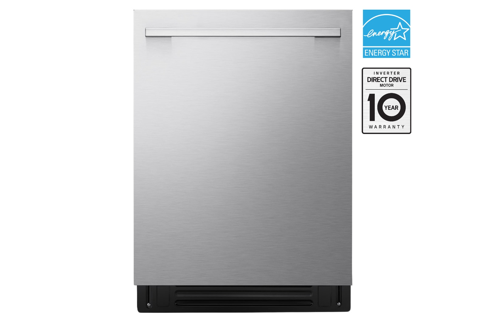 Front view of LG FlushFit™ Dishwasher | 46 dB, 1-Hour Wash&Dry, QuadWash® Pro, Dynamic Heat Dry™ with AutoVentDry™ Top Control, Stainless LDNTM545S