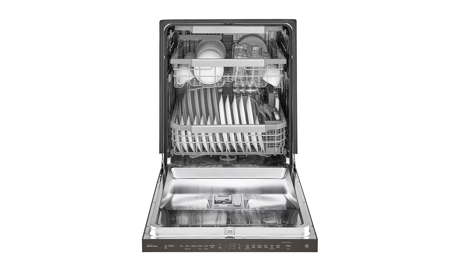 LG Top Control Dishwasher with QuadWash™ and Height Adjustable 3rd Rack, LDP6797BD