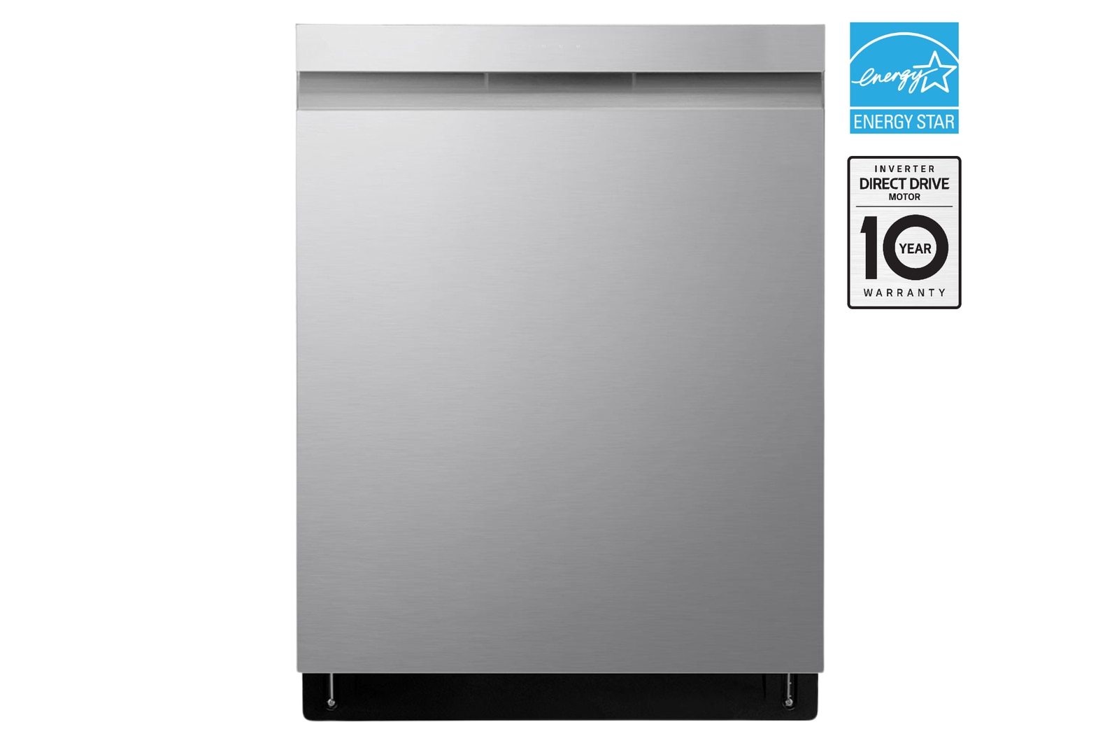Front view of 24" TrueSteam®, QuadWash® & Dynamic Dry™ 44 dB, Top Control, Stainless, LG Dishwasher LDP6810SS