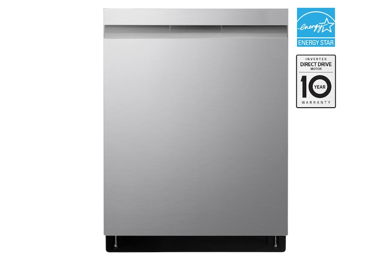 Front view of 24" TrueSteam®, QuadWash® & Dynamic Dry™ 44 dB, Top Control, Stainless, LG Dishwasher LDP6810SS